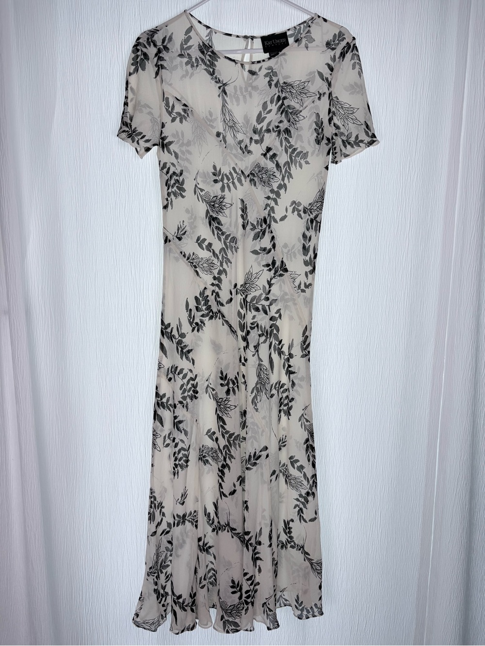 Vintage Kay Unger, Silk Chiffon Bias Cut Dress and Scarf, size 10